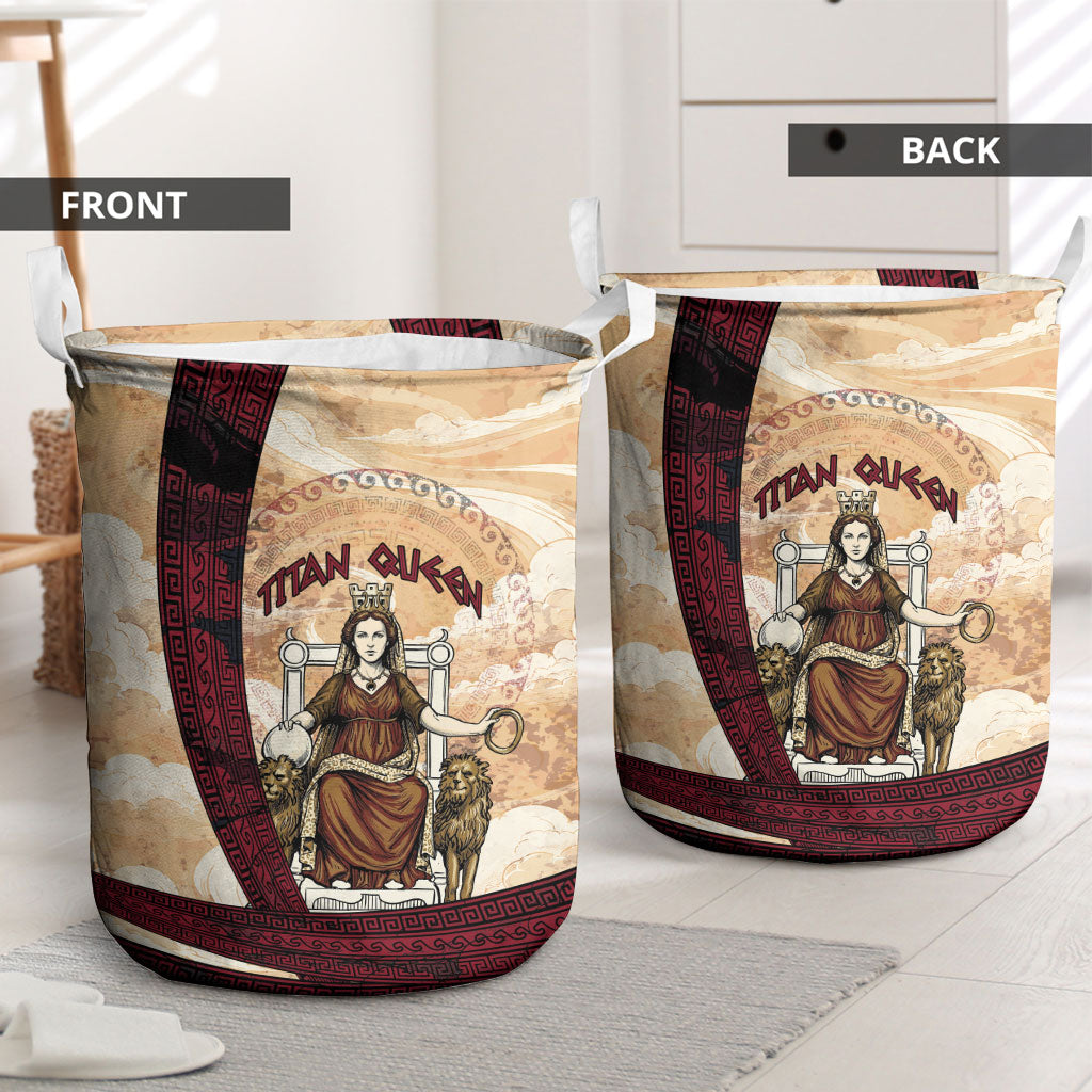 Rhea Titan Queen Mother Gods Laundry Basket Goddess Rhea Throne Lions Greek Key Art