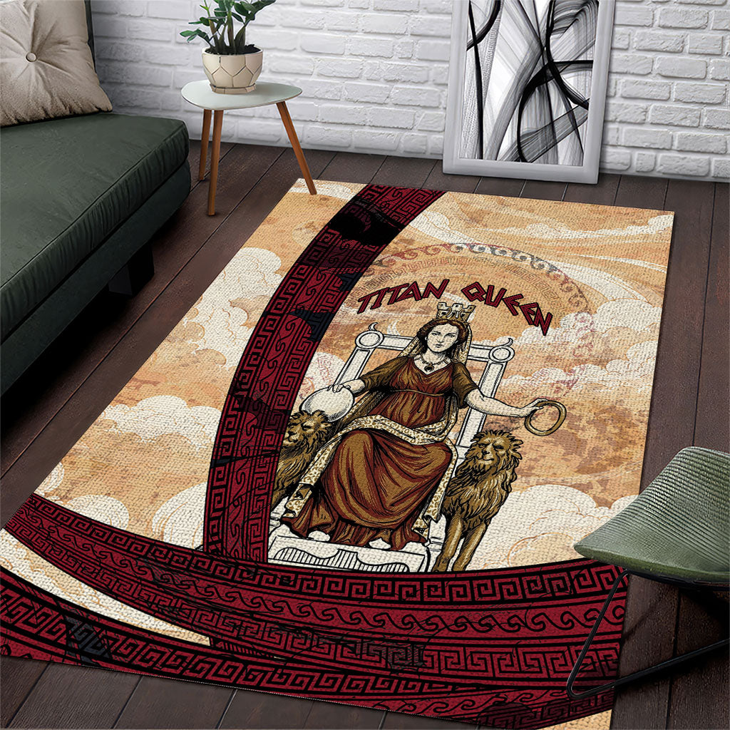 Rhea Titan Queen Mother Gods Area Rug Goddess Rhea Throne Lions Greek Key Art