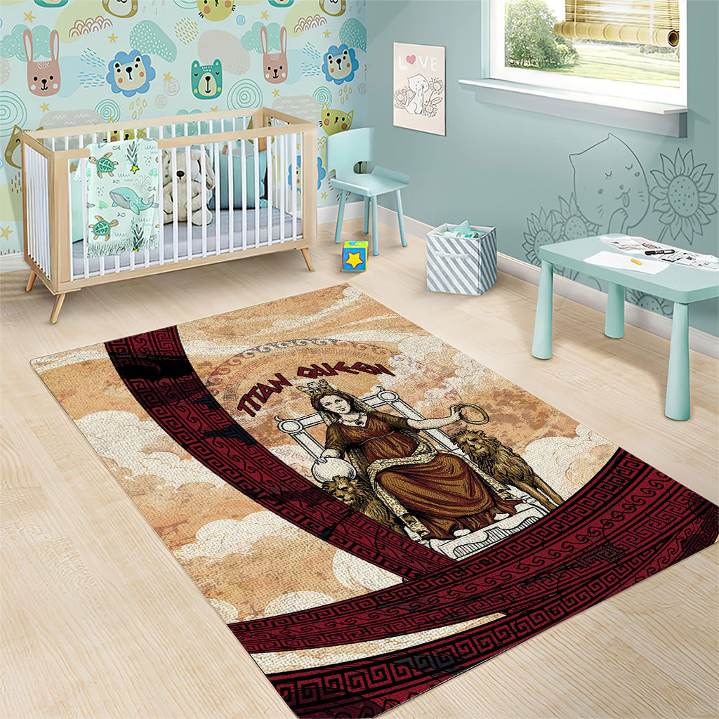 Rhea Titan Queen Mother Gods Area Rug Goddess Rhea Throne Lions Greek Key Art