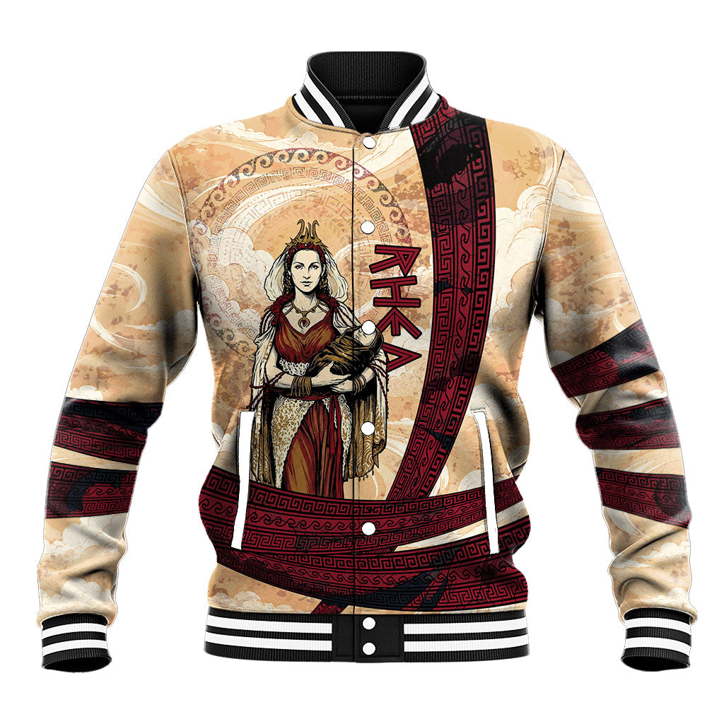 Rhea Titan Queen Mother Gods Baseball Jacket Goddess Rhea Throne Lions Greek Key Art