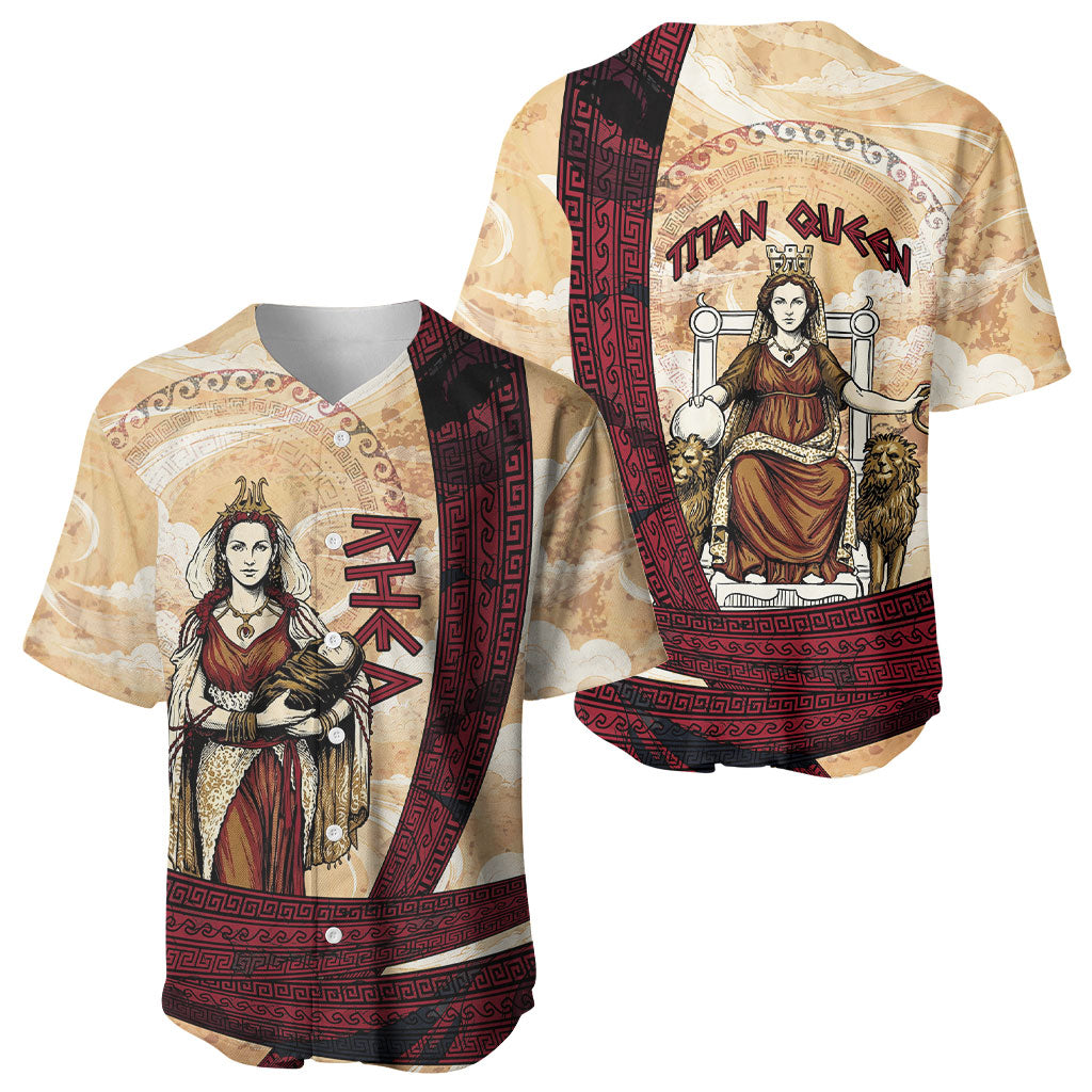 Rhea Titan Queen Mother Gods Baseball Jersey Goddess Rhea Throne Lions Greek Key Art