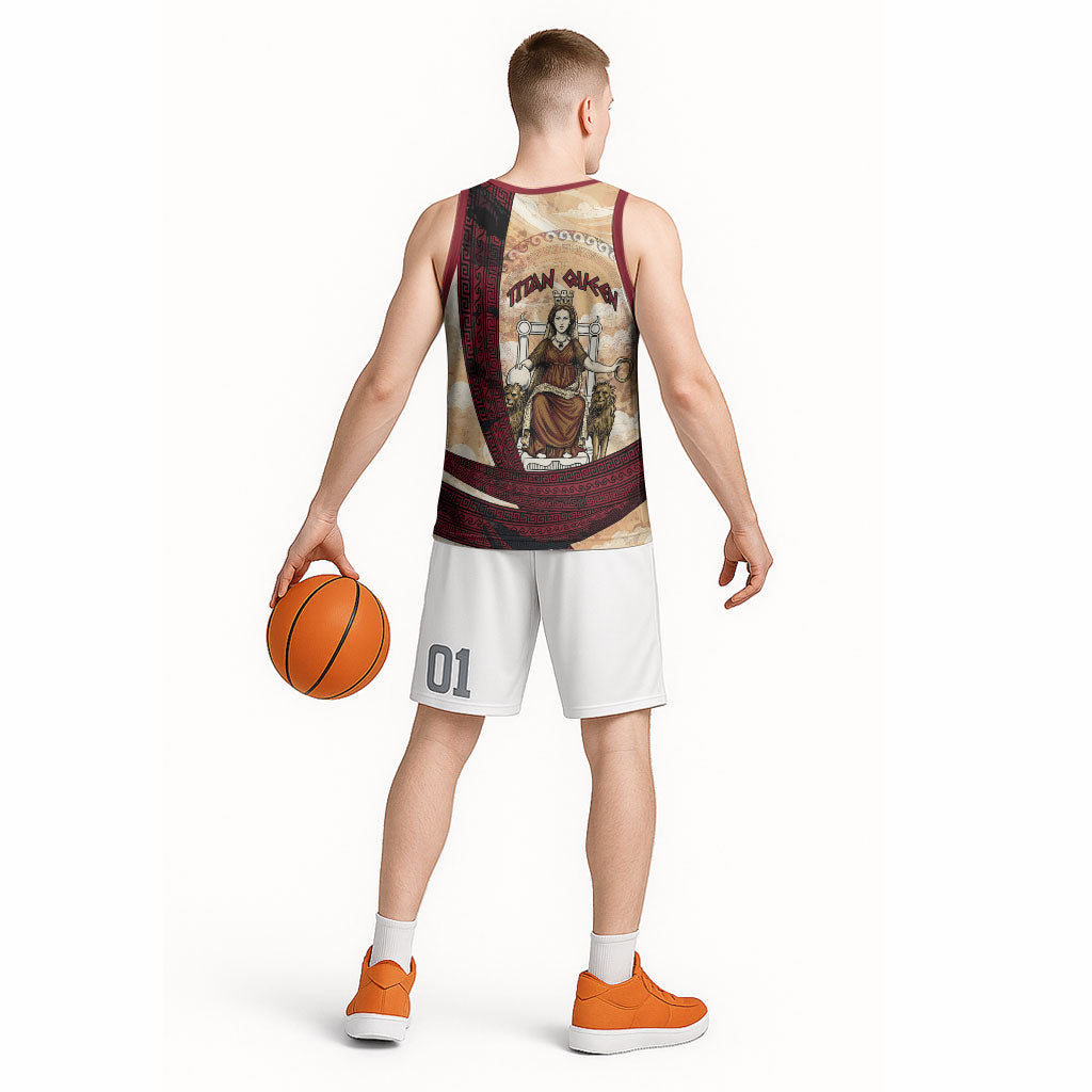 Rhea Titan Queen Mother Gods Basketball Jersey Goddess Rhea Throne Lions Greek Key Art