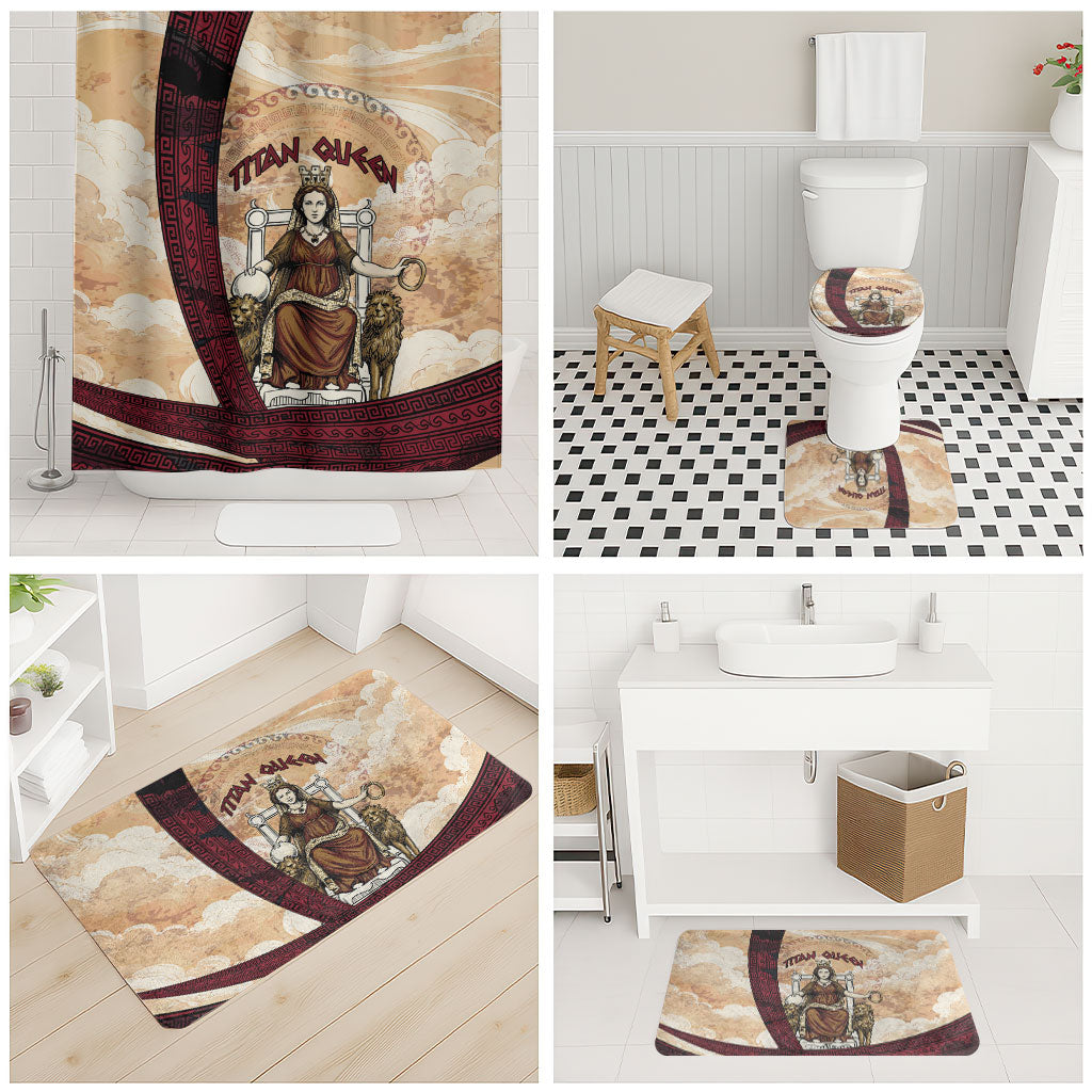 Rhea Titan Queen Mother Gods Bathroom Set Goddess Rhea Throne Lions Greek Key Art