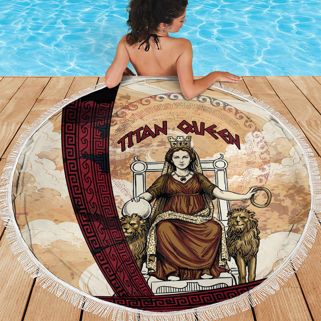 Rhea Titan Queen Mother Gods Beach Blanket Goddess Rhea Throne Lions Greek Key Art