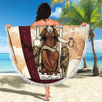 Rhea Titan Queen Mother Gods Beach Blanket Goddess Rhea Throne Lions Greek Key Art