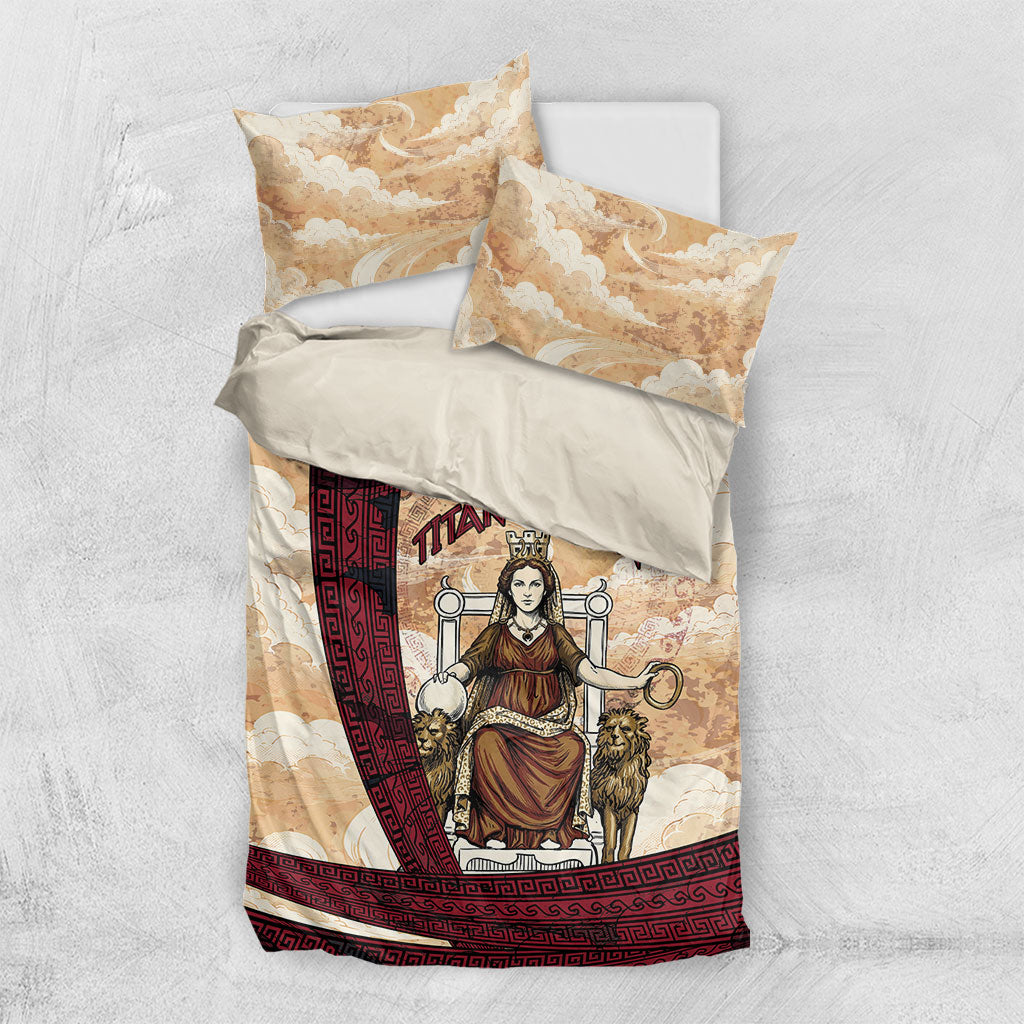 Rhea Titan Queen Mother Gods Bedding Set Goddess Rhea Throne Lions Greek Key Art