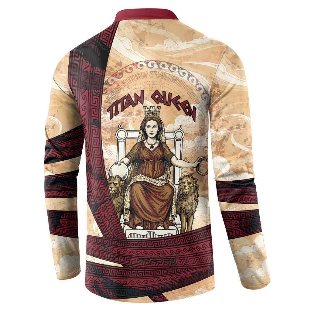 Rhea Titan Queen Mother Gods Button Sweatshirt Goddess Rhea Throne Lions Greek Key Art