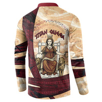 Rhea Titan Queen Mother Gods Button Sweatshirt Goddess Rhea Throne Lions Greek Key Art