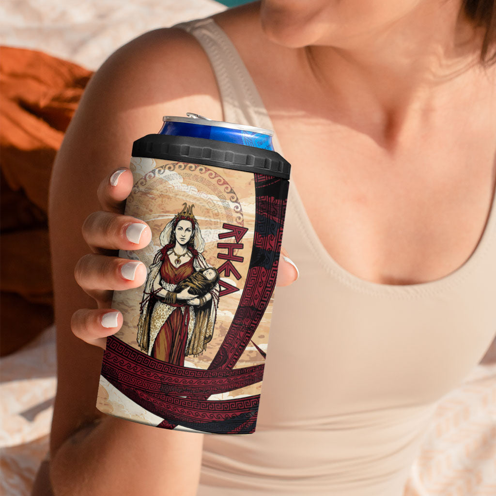 Rhea Titan Queen Mother Gods 4 in 1 Can Cooler Tumbler Goddess Rhea Throne Lions Greek Key Art