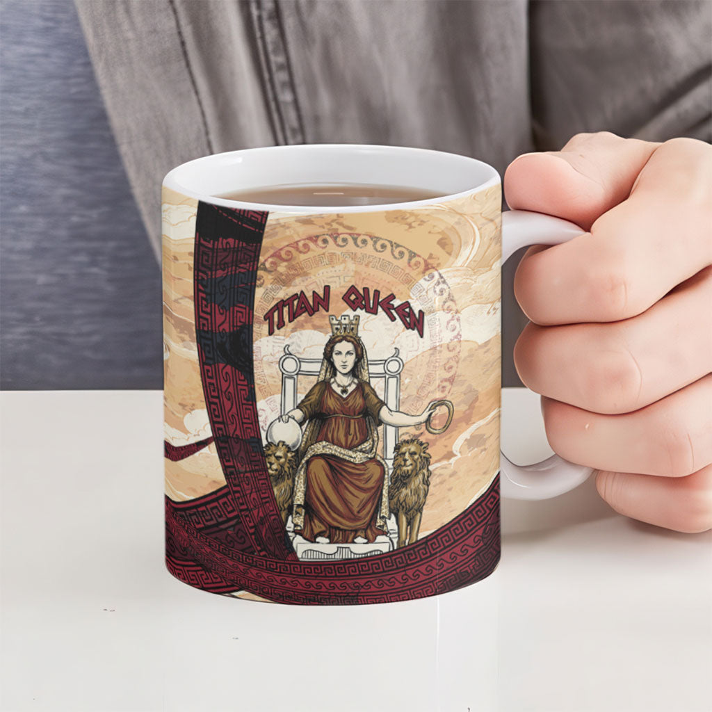 Rhea Titan Queen Mother Gods Ceramic Mug Goddess Rhea Throne Lions Greek Key Art