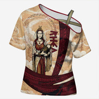 Rhea Titan Queen Mother Gods Cross Shoulder Shirt Goddess Rhea Throne Lions Greek Key Art