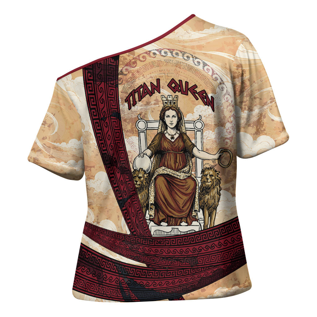Rhea Titan Queen Mother Gods Cross Shoulder Shirt Goddess Rhea Throne Lions Greek Key Art