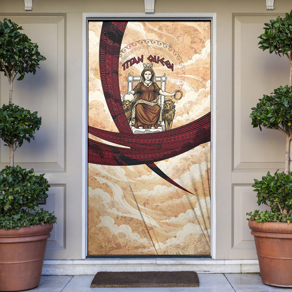 Rhea Titan Queen Mother Gods Door Cover Goddess Rhea Throne Lions Greek Key Art