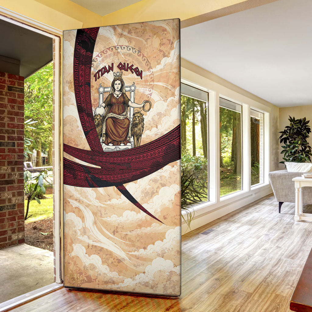 Rhea Titan Queen Mother Gods Door Cover Goddess Rhea Throne Lions Greek Key Art