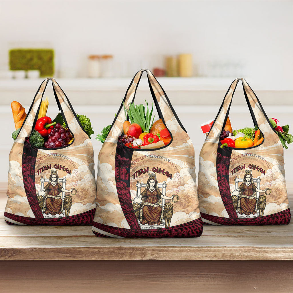 Rhea Titan Queen Mother Gods Grocery Bag Goddess Rhea Throne Lions Greek Key Art