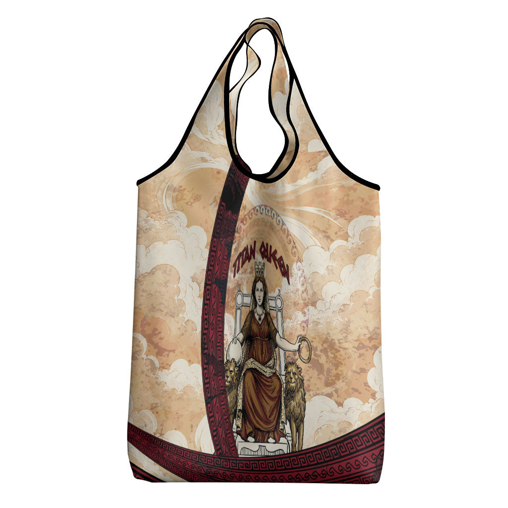 Rhea Titan Queen Mother Gods Grocery Bag Goddess Rhea Throne Lions Greek Key Art