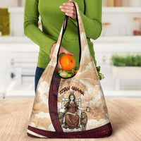 Rhea Titan Queen Mother Gods Grocery Bag Goddess Rhea Throne Lions Greek Key Art