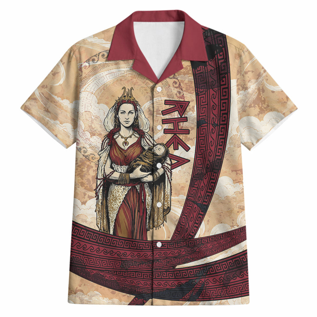 Rhea Titan Queen Mother Gods Hawaiian Shirt Goddess Rhea Throne Lions Greek Key Art