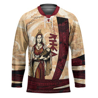 Rhea Titan Queen Mother Gods Hockey Jersey Goddess Rhea Throne Lions Greek Key Art