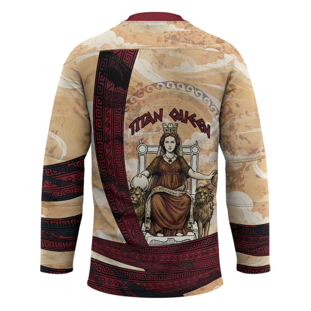 Rhea Titan Queen Mother Gods Hockey Jersey Goddess Rhea Throne Lions Greek Key Art
