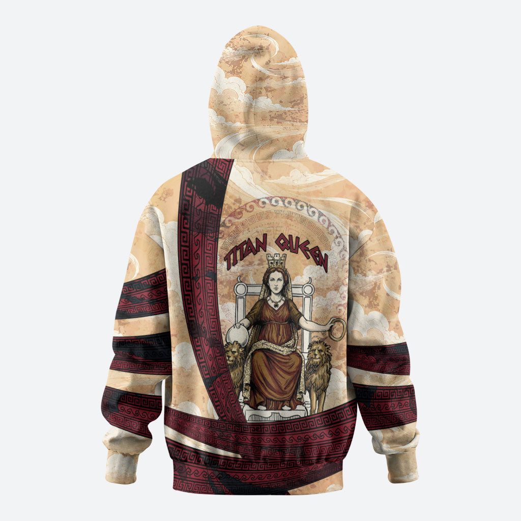 Rhea Titan Queen Mother Gods Hoodie Goddess Rhea Throne Lions Greek Key Art