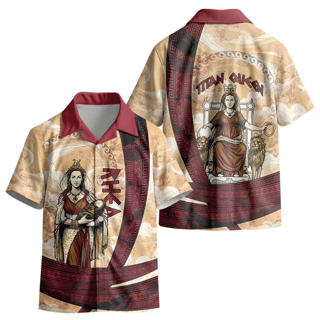 Rhea Titan Queen Mother Gods Kid Hawaiian Shirt Goddess Rhea Throne Lions Greek Key Art