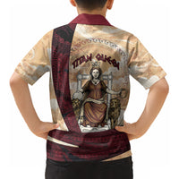 Rhea Titan Queen Mother Gods Kid Hawaiian Shirt Goddess Rhea Throne Lions Greek Key Art