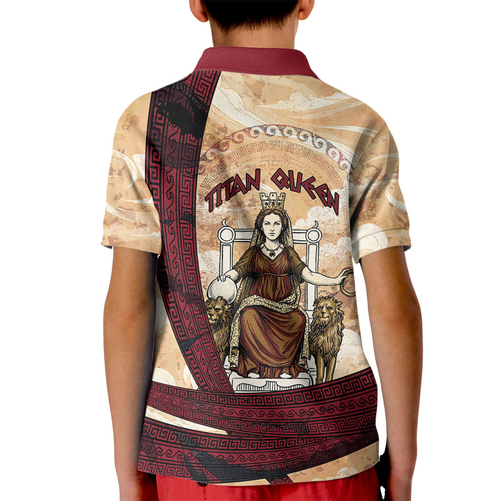 Rhea Titan Queen Mother Gods Kid Polo Shirt Goddess Rhea Throne Lions Greek Key Art