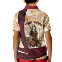 Rhea Titan Queen Mother Gods Kid Polo Shirt Goddess Rhea Throne Lions Greek Key Art