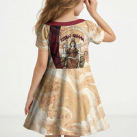 Rhea Titan Queen Mother Gods Kid Short Sleeve Dress Goddess Rhea Throne Lions Greek Key Art
