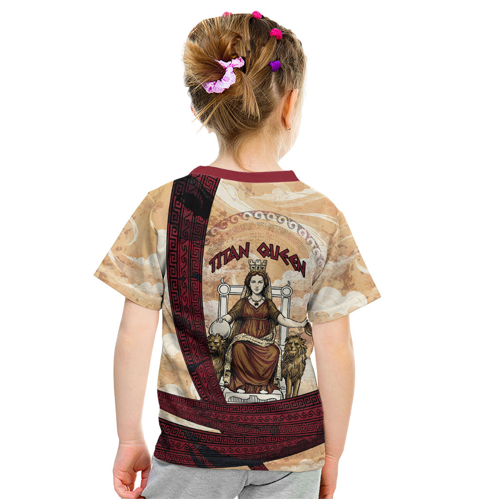 Rhea Titan Queen Mother Gods Kid T Shirt Goddess Rhea Throne Lions Greek Key Art