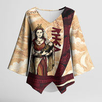 Rhea Titan Queen Mother Gods Kimono Sleeve Blouse Goddess Rhea Throne Lions Greek Key Art