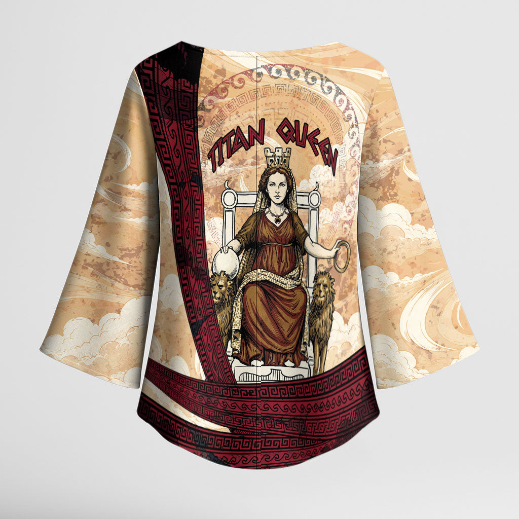 Rhea Titan Queen Mother Gods Kimono Sleeve Blouse Goddess Rhea Throne Lions Greek Key Art