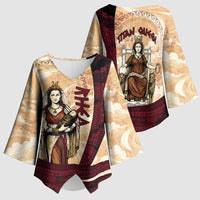 Rhea Titan Queen Mother Gods Kimono Sleeve Blouse Goddess Rhea Throne Lions Greek Key Art