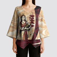 Rhea Titan Queen Mother Gods Kimono Sleeve Blouse Goddess Rhea Throne Lions Greek Key Art