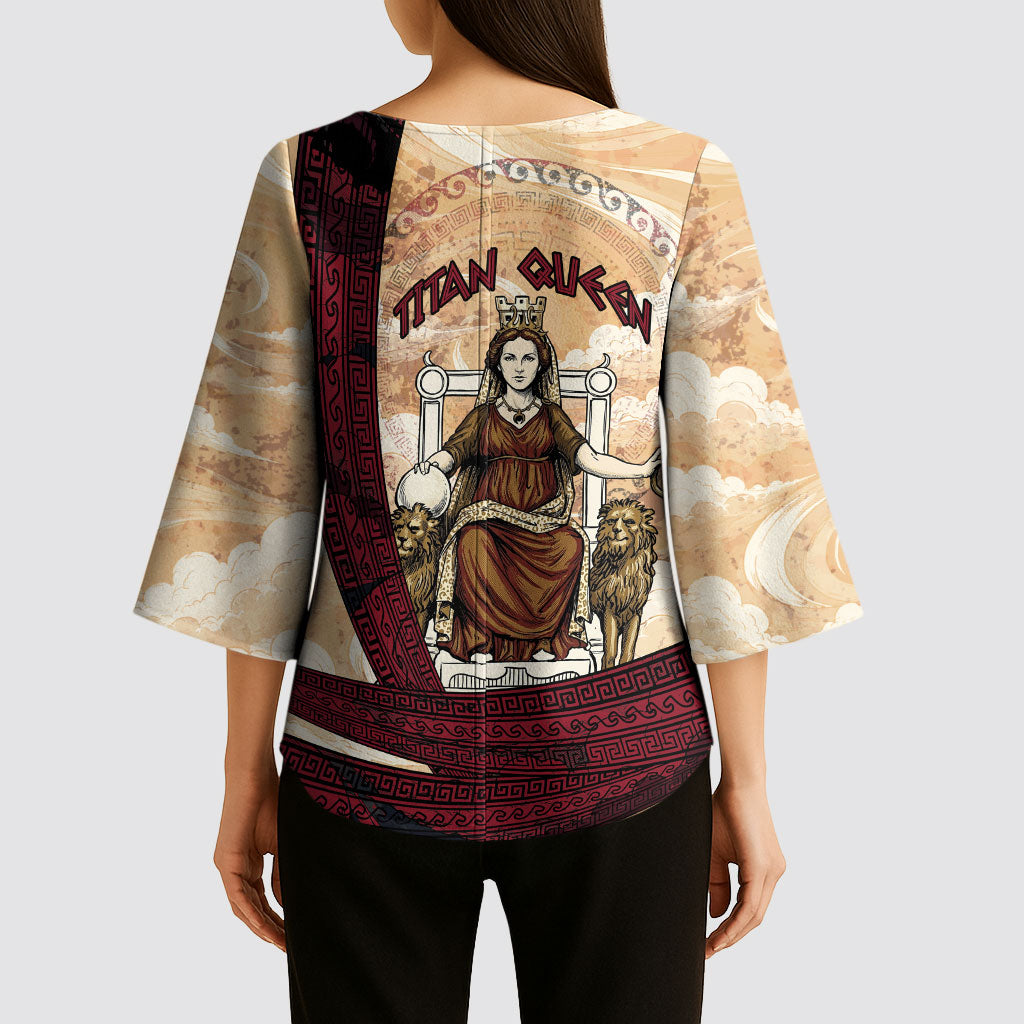 Rhea Titan Queen Mother Gods Kimono Sleeve Blouse Goddess Rhea Throne Lions Greek Key Art