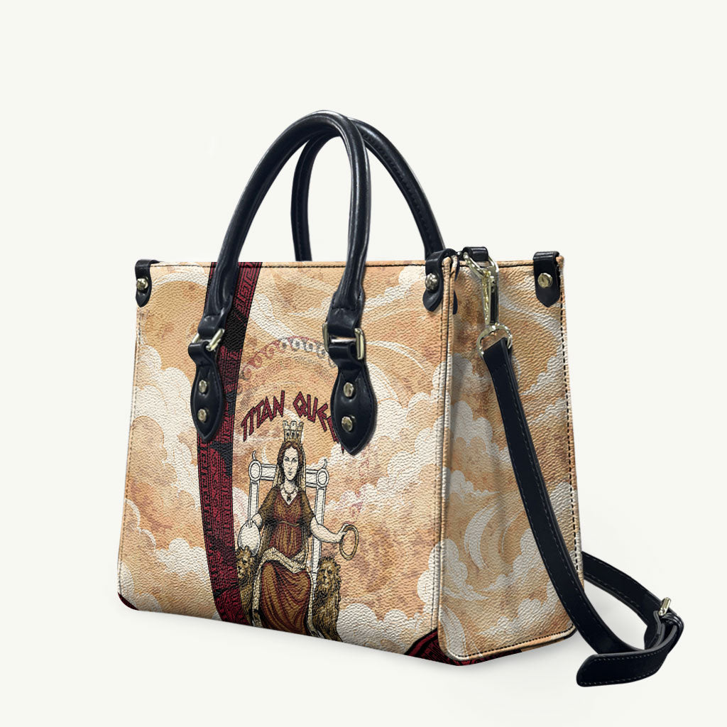 Rhea Titan Queen Mother Gods Leather Bag Goddess Rhea Throne Lions Greek Key Art