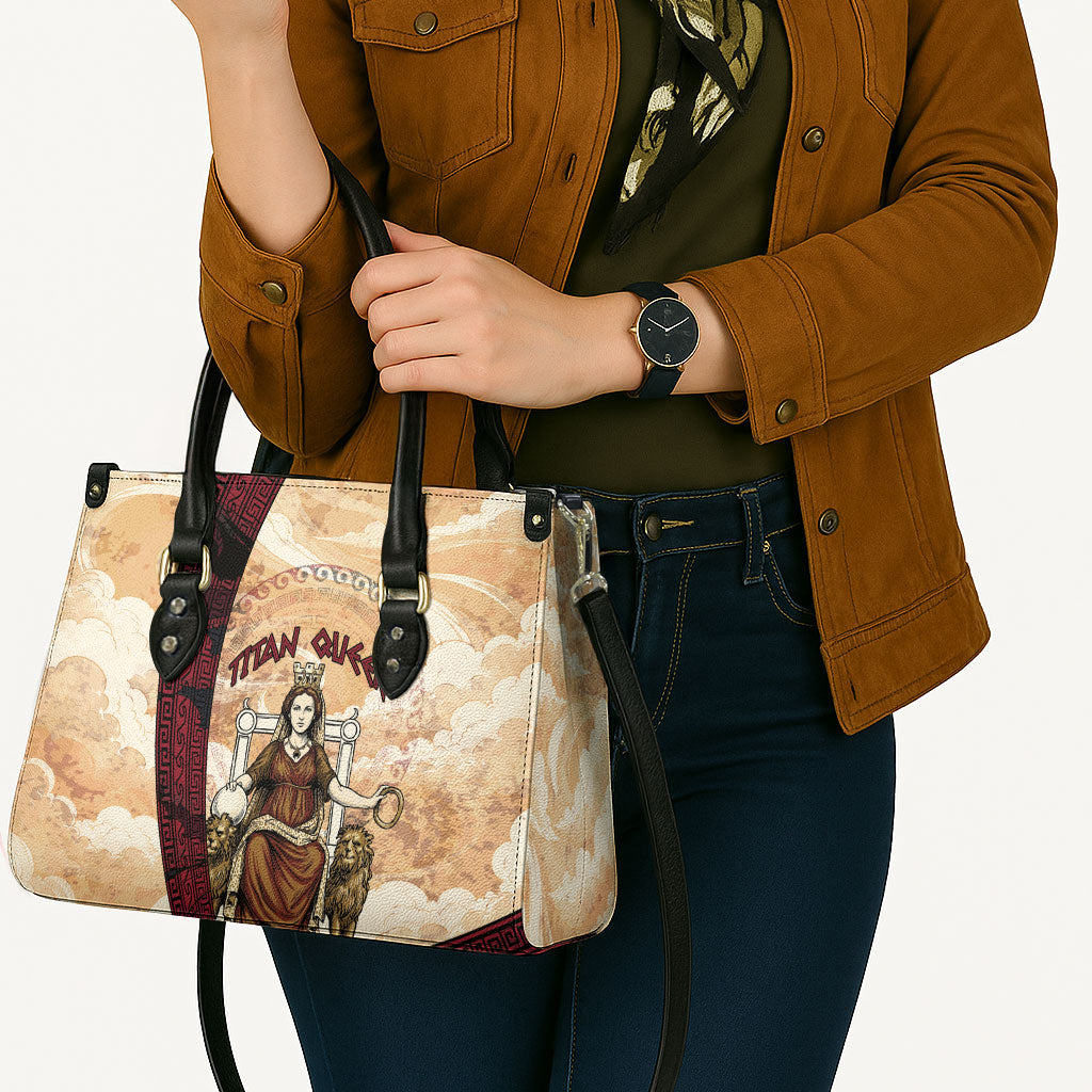 Rhea Titan Queen Mother Gods Leather Bag Goddess Rhea Throne Lions Greek Key Art