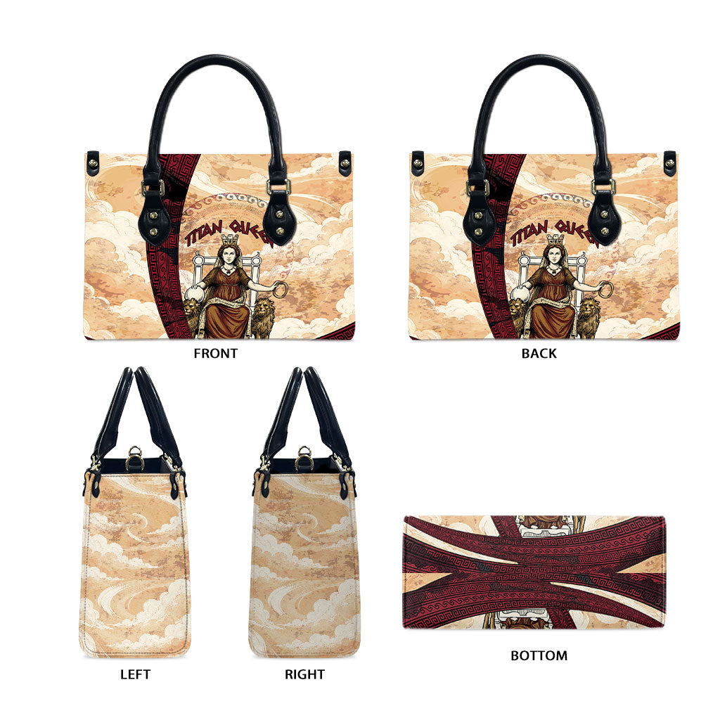 Rhea Titan Queen Mother Gods Leather Bag Goddess Rhea Throne Lions Greek Key Art