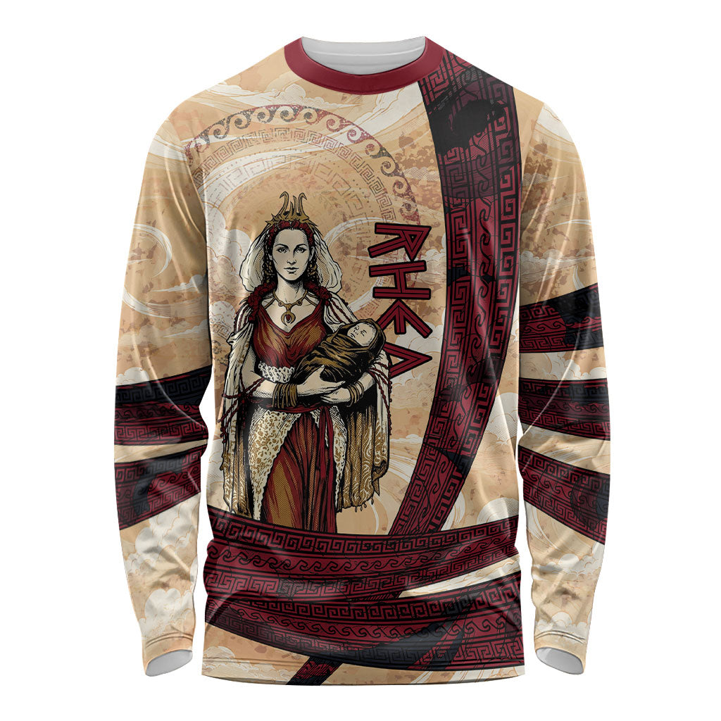 Rhea Titan Queen Mother Gods Long Sleeve Shirt Goddess Rhea Throne Lions Greek Key Art