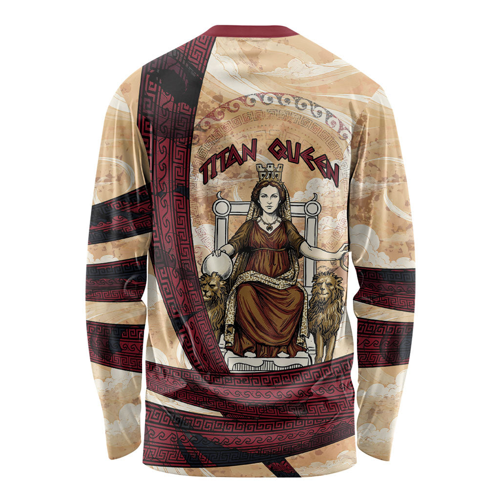 Rhea Titan Queen Mother Gods Long Sleeve Shirt Goddess Rhea Throne Lions Greek Key Art