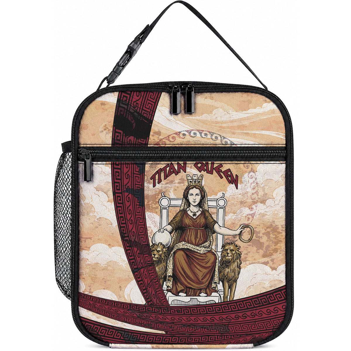 Rhea Titan Queen Mother Gods Lunch Bag Goddess Rhea Throne Lions Greek Key Art