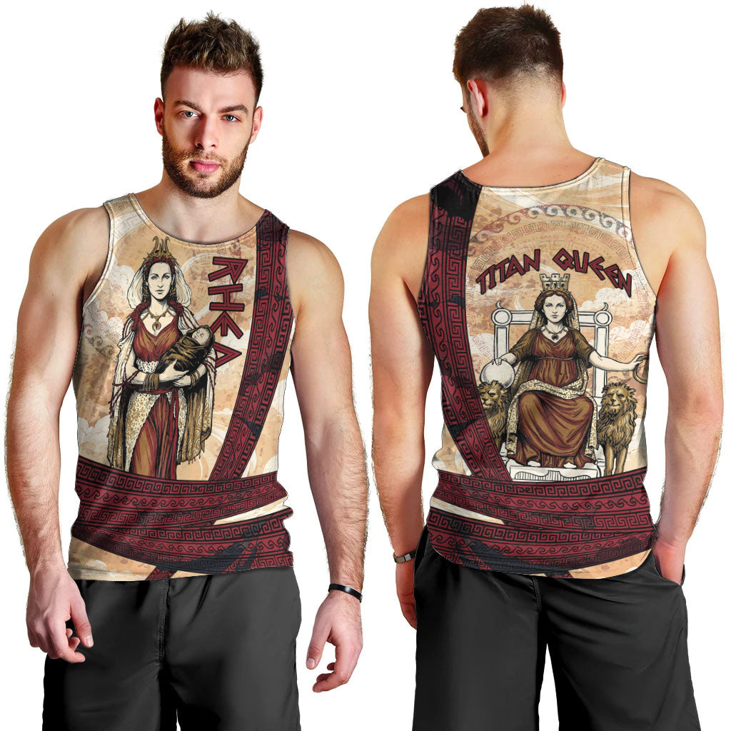 Rhea Titan Queen Mother Gods Men Tank Top Goddess Rhea Throne Lions Greek Key Art