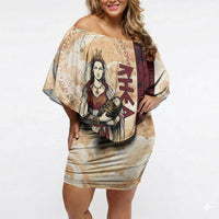 Rhea Titan Queen Mother Gods Off Shoulder Short Dress Goddess Rhea Throne Lions Greek Key Art