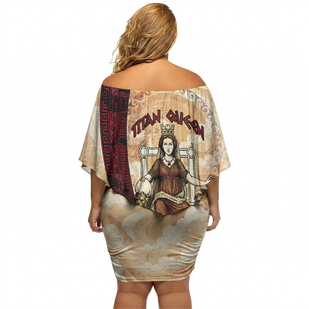 Rhea Titan Queen Mother Gods Off Shoulder Short Dress Goddess Rhea Throne Lions Greek Key Art