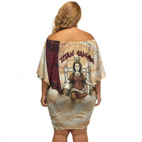 Rhea Titan Queen Mother Gods Off Shoulder Short Dress Goddess Rhea Throne Lions Greek Key Art
