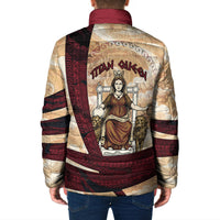 Rhea Titan Queen Mother Gods Padded Jacket Goddess Rhea Throne Lions Greek Key Art
