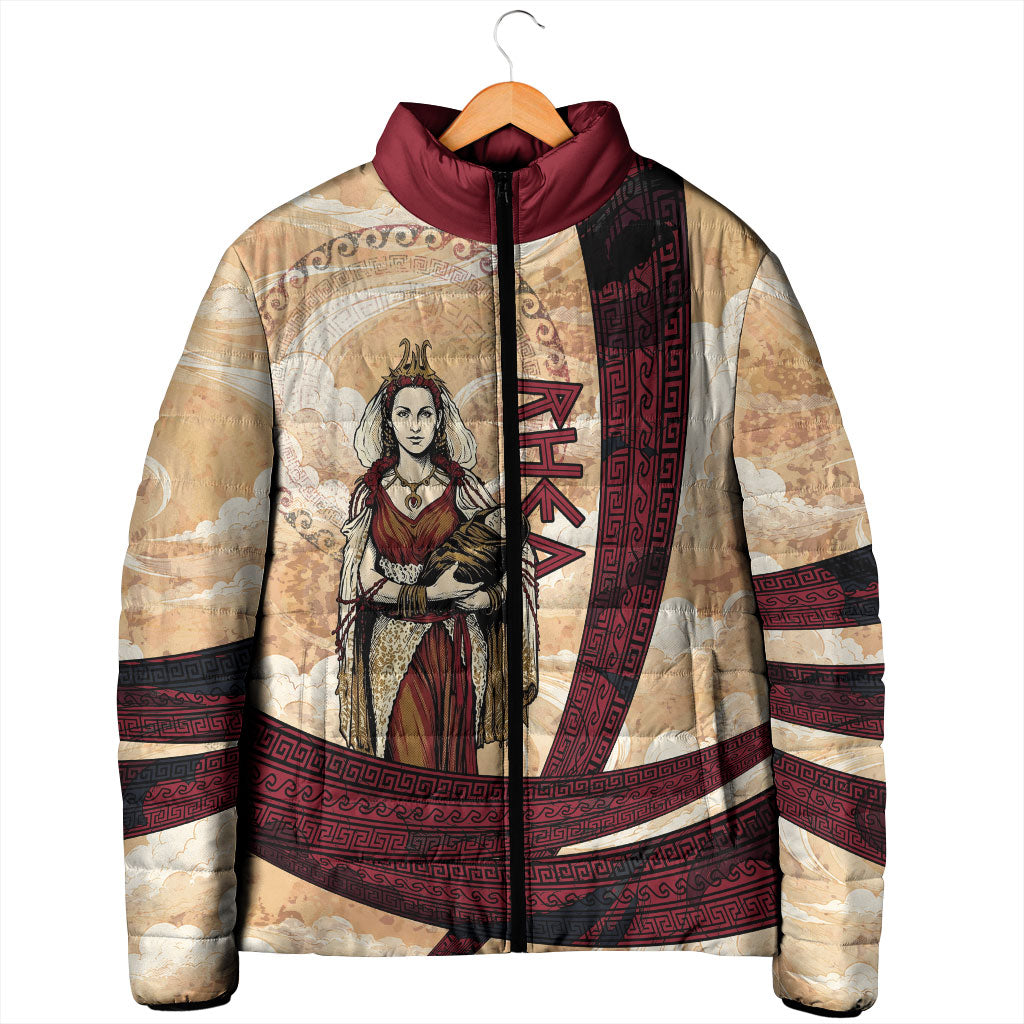 Rhea Titan Queen Mother Gods Padded Jacket Goddess Rhea Throne Lions Greek Key Art