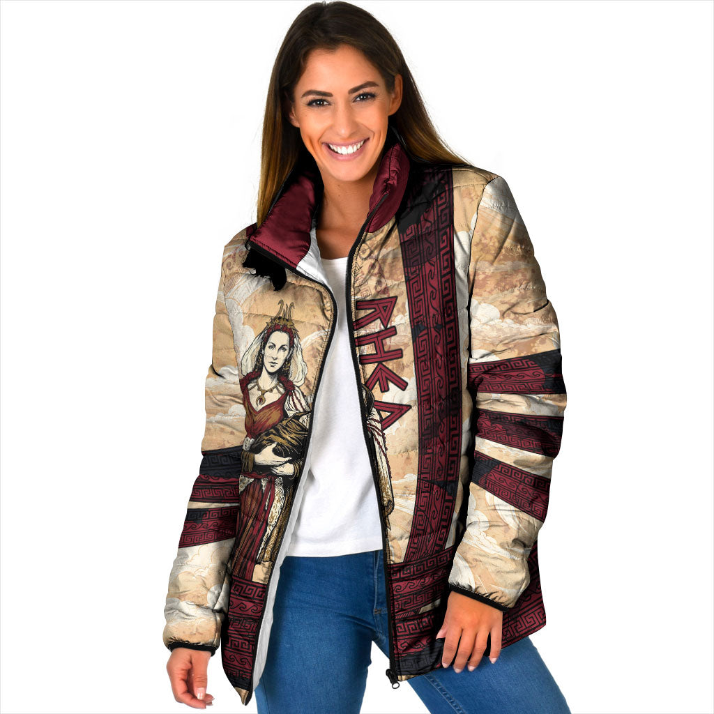 Rhea Titan Queen Mother Gods Padded Jacket Goddess Rhea Throne Lions Greek Key Art