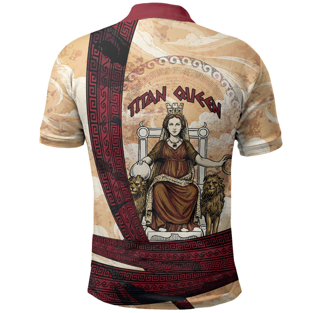 Rhea Titan Queen Mother Gods Polo Shirt Goddess Rhea Throne Lions Greek Key Art